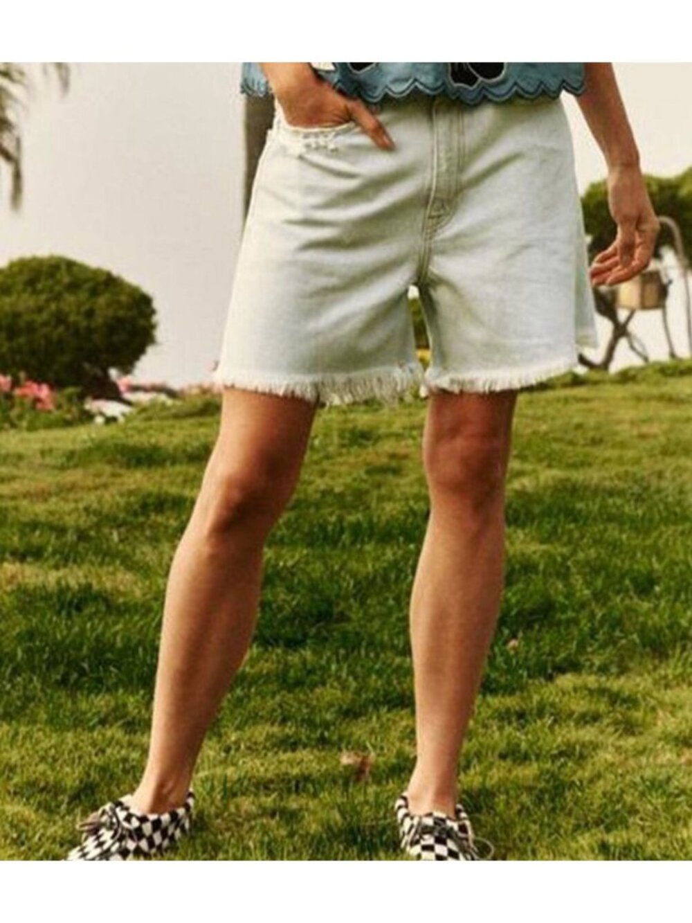NWT The Great The Easy Cut Off Short Light Wash Blchwash-sz 26